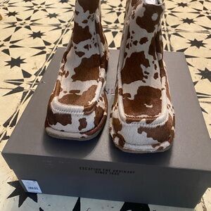 Free People Cow Print Ankle Booties